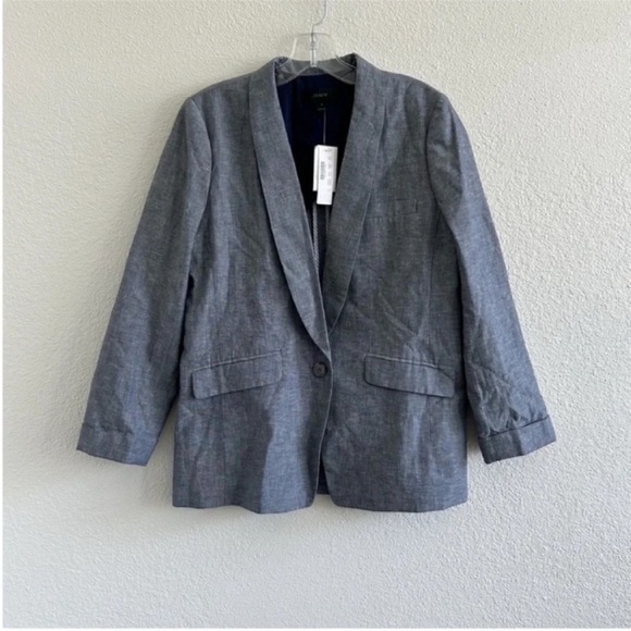 J. Crew Unstructured Shawl Collar Cotton Linen Blazer NWT - Picture 5 of 11